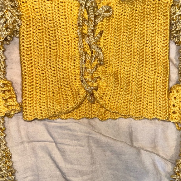 Handmade Yellow and Gold Crochet Off-Shoulder Top - Picture 5 of 5